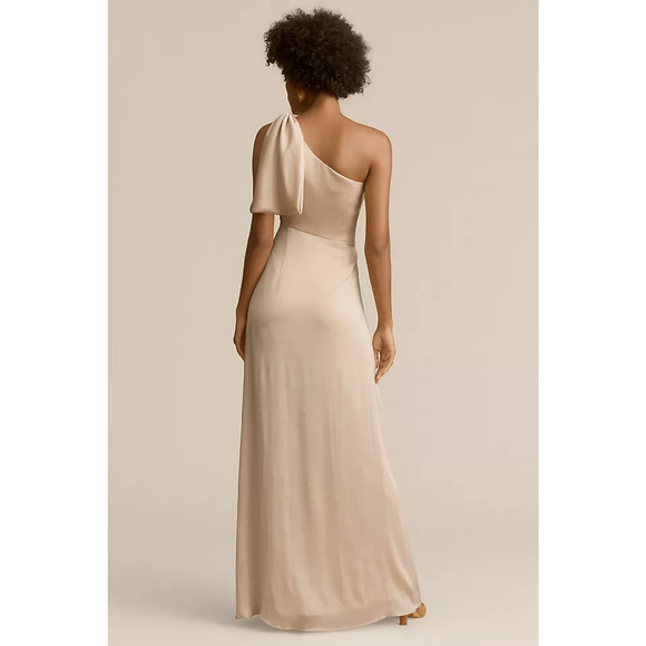$285 BHLDN Sachin & Babi Chelsea One Shoulder Bow Gown in Neutral 4 NEW - Picture 3 of 16